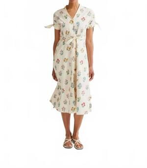 NEW COMPANIA FANTASTICA gardener print midi dress in white